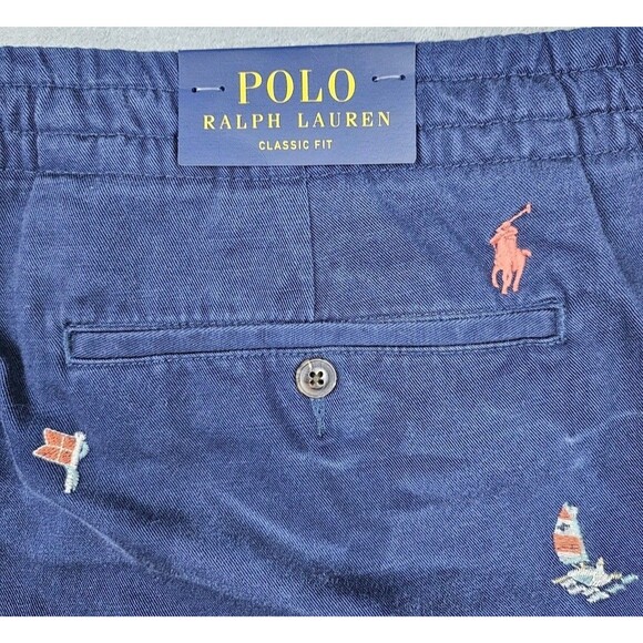 New Polo Ralph Lauren Men’s Pants  Size 2XB Elastic Waist Classic Fit Sailboats - Picture 9 of 12